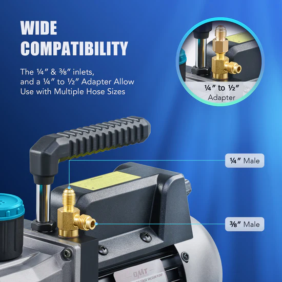 3.5cfm Vacuum Pump, 1 Stage HVAC Vacuum Pump for R12 R22 R134a R410a Systems
